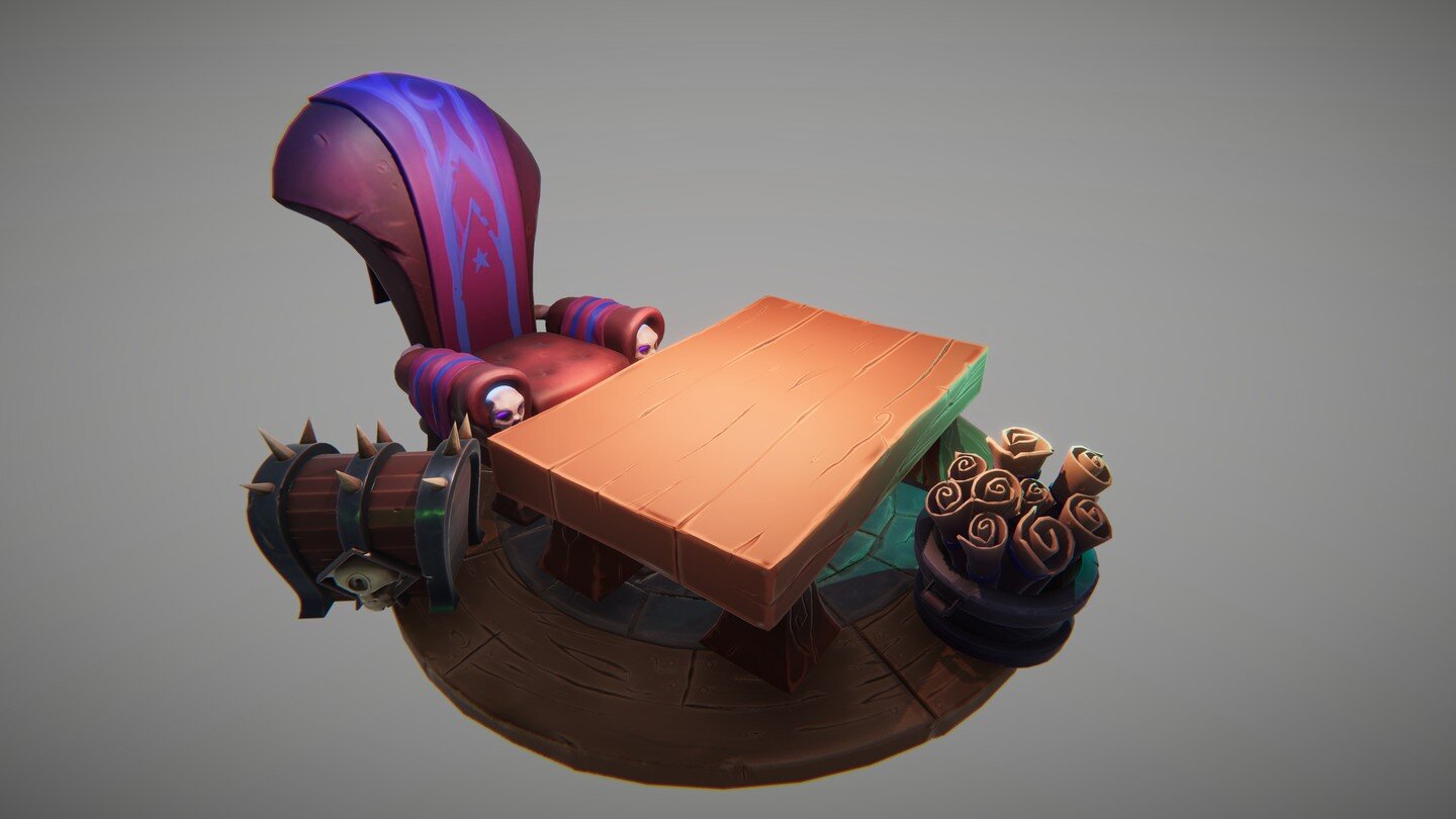 Here is a WIP of a scene I'm working on. I posted the chair first because I was so excited to do it and the momentum I've had has been really fun! I can't wait to show more!

This was made with #maya, #zbrush, and #substancepainter and is rendered in