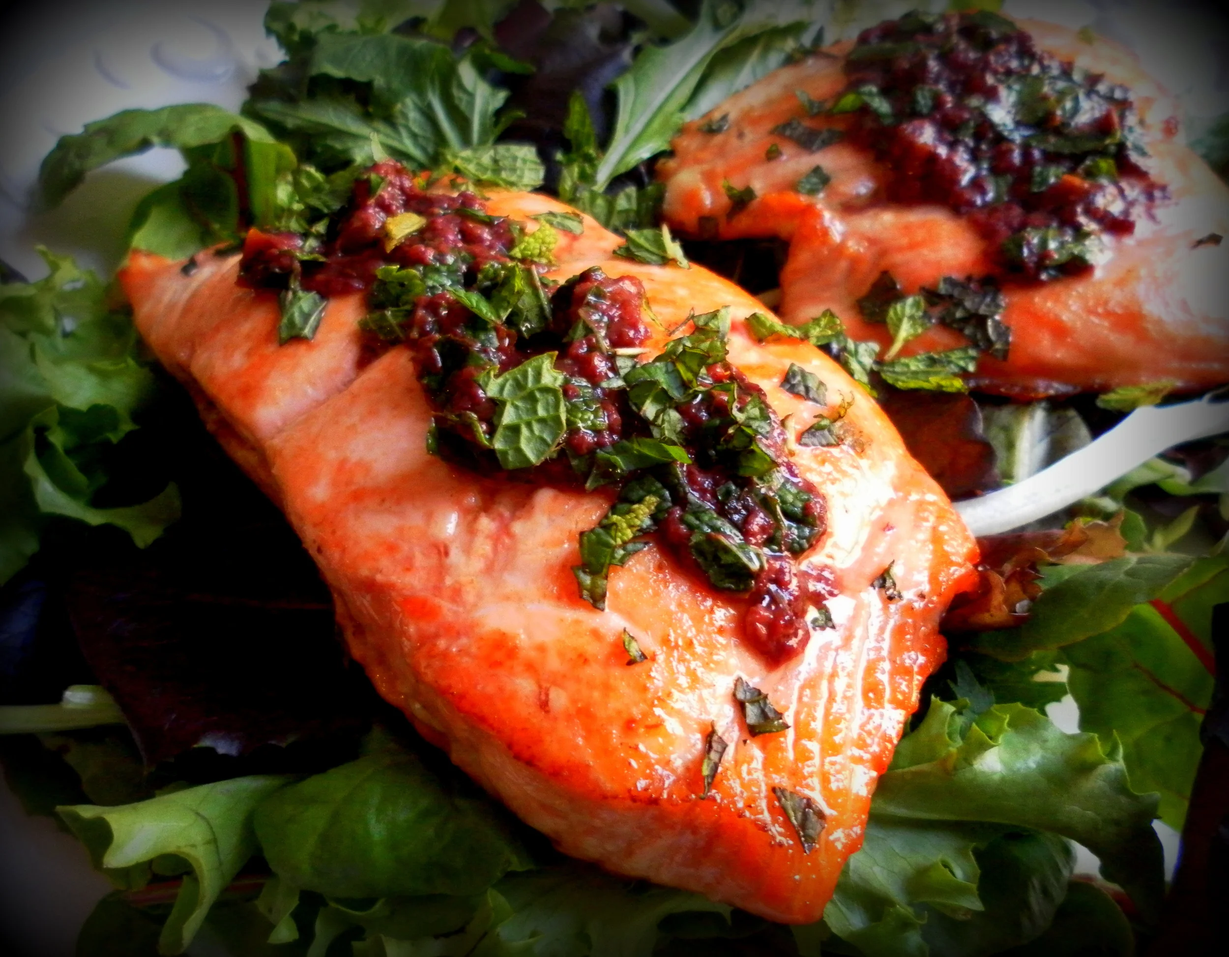 Baked Salmon with Tomato Tapenade