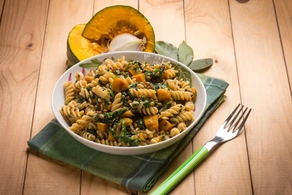 Savoury Pumpkin, Spinach, Walnut Pasta