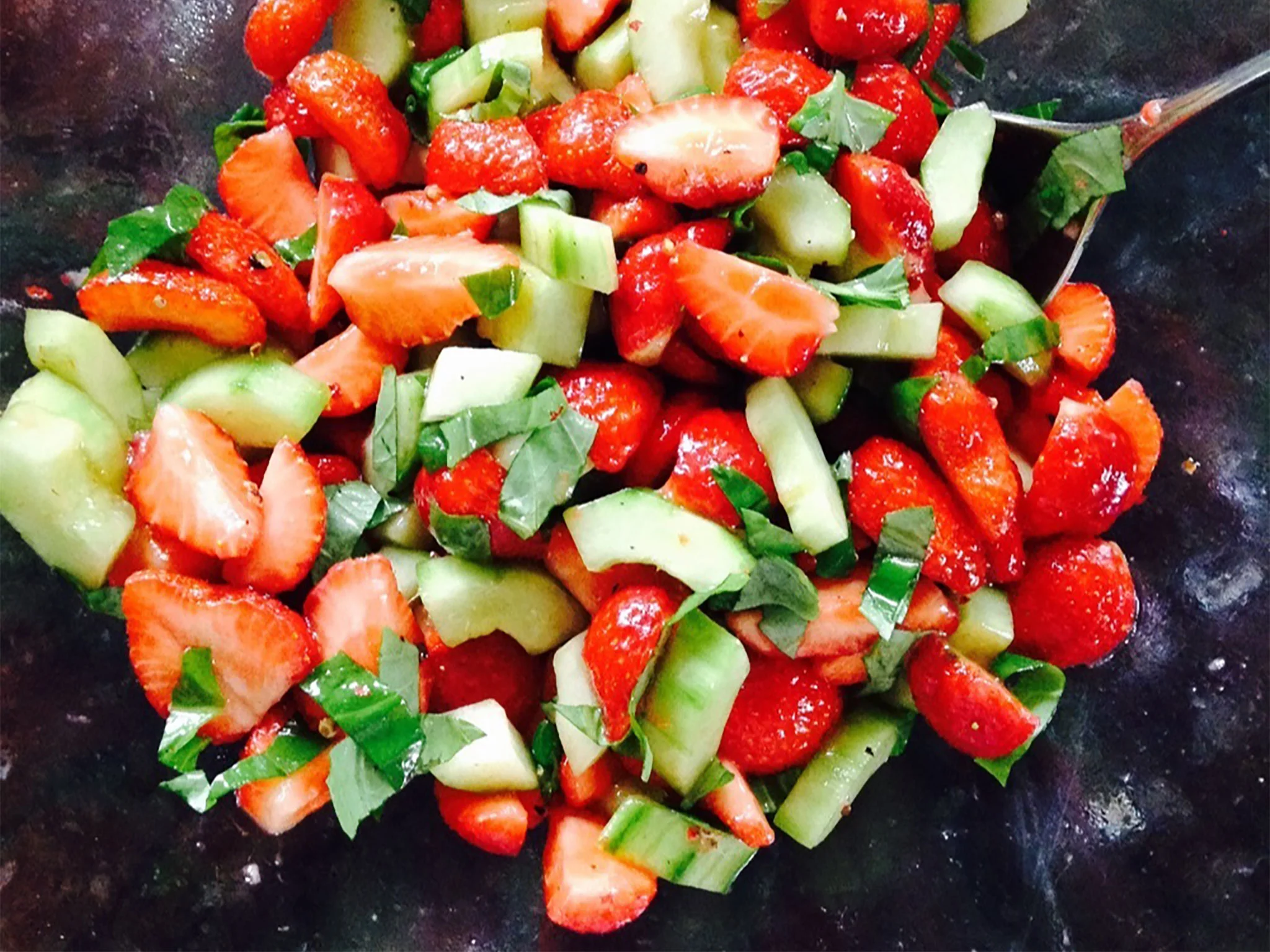 Drizzled Strawberry Cucumber Salad