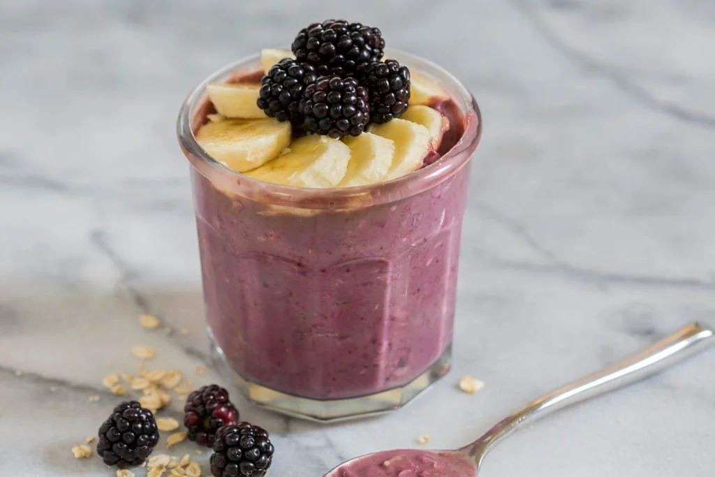 Blackberry Banana Infused Overnight Oats