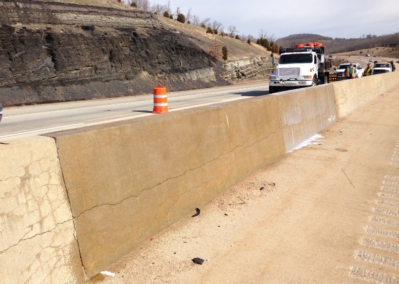 Figure 1: Moderately Damaged Section of the Barrier Wall Treated with Silane