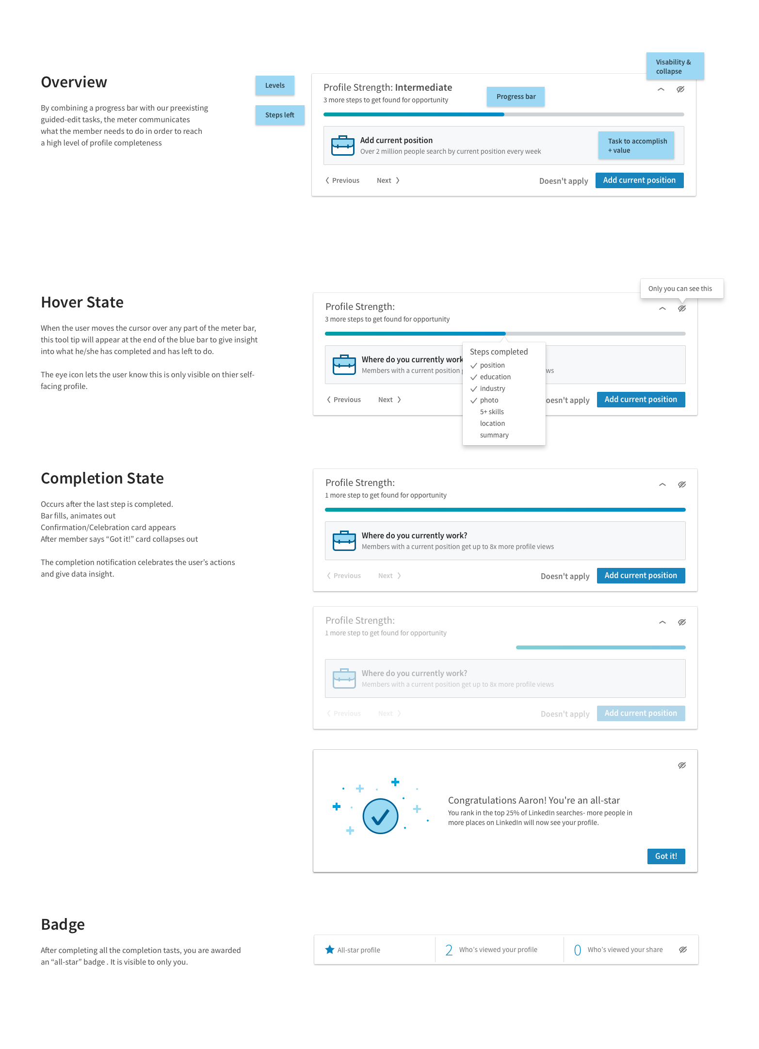 LinkedIn • Profile Completion — sf