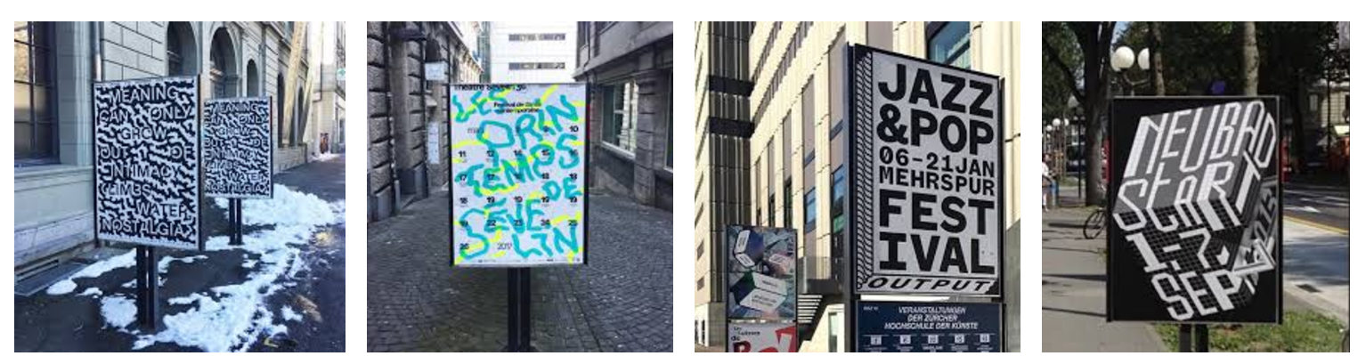 How posters appear throughout Switzerland.