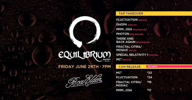 Equilibrium Brewery Can Release / Tap Takeover