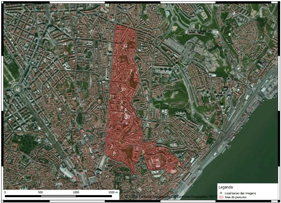 Defini para fazer estas imagens um território que me era bastante familiar há cerca de uma década, num período em que finalizava estudos e começava a trabalhar. Vivia em Arroios. Muitas vezes caminhava de casa até à Baixa e outras vezes até à Graça, por diferentes topografias, desde ruas planas até longas e inclinadas escadarias para subir às colinas. Agora, revisitei uma faixa da cidade com orientação Norte – Sul, a Leste da Avenida Almirante Reis desde a zona do Martim Moniz até à Rua Morais Soares. Incluindo ainda o Largo da Graça e a feira da Ladra. Nos percursos que fazia, reparava sempre nas pessoas que me davam a impressão de viver nestes bairros desde que nasceram e noutras que lá tinham acabado de chegar, vindos de qualquer canto do mundo. Achava curiosa a mistura de gente diferente e a forma como partilhavam o mesmo espaço urbano. Hoje essa mistura continua presente e cresce uma variável de rejuvenescimento com a reabilitação de bairros como o Intendente ou os Anjos.