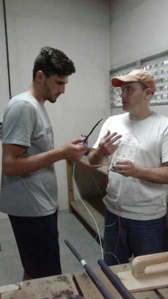  Nathan B also taught Tristian a lot about wiring & you'll see in the next picture that Tristian got up pretty high today too.