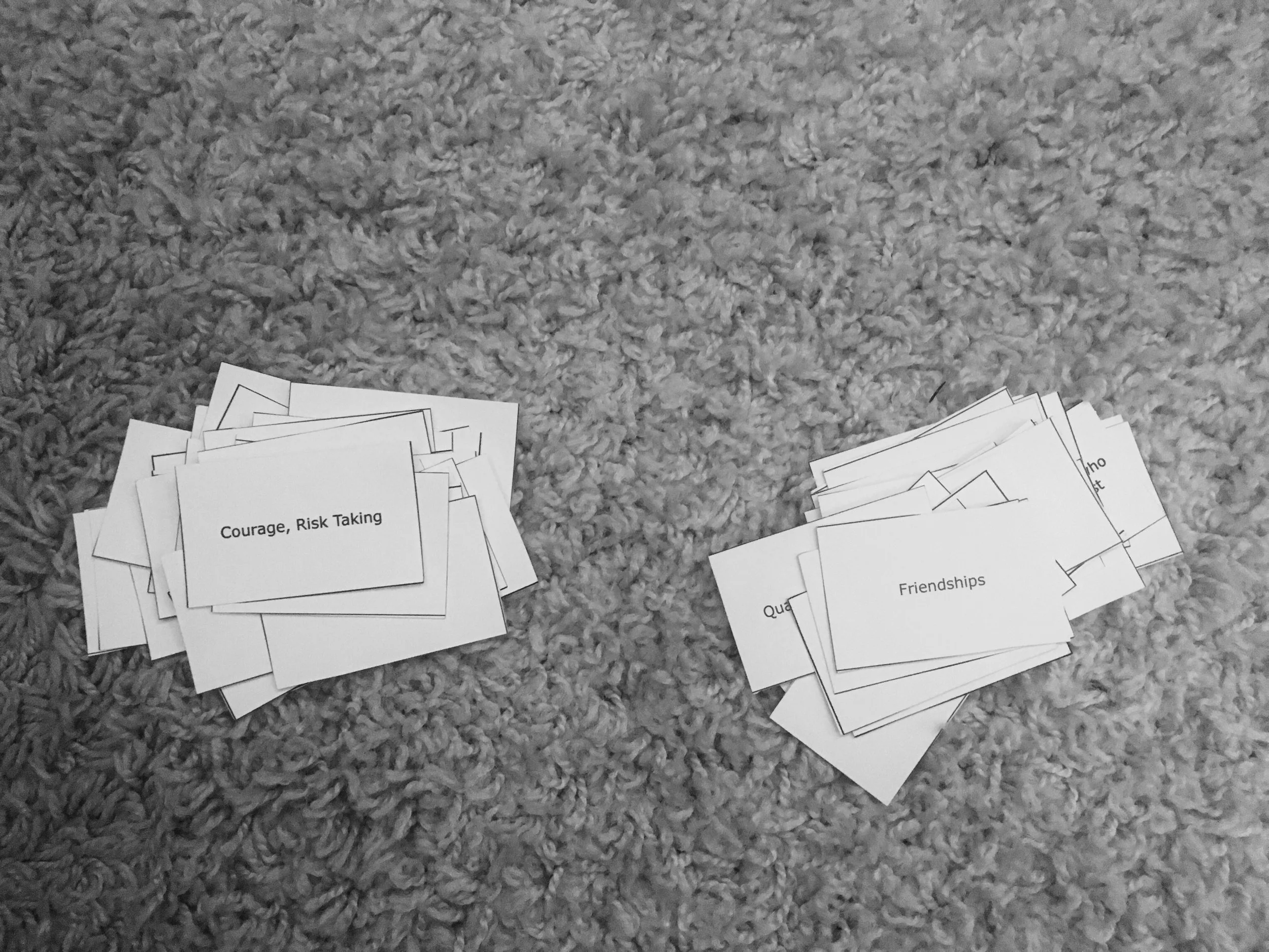 Separate out the stack of value cards to those that are important to you and those that are not.