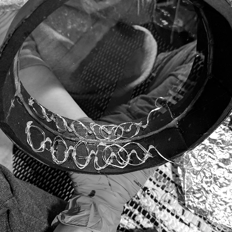 7. Gluing LED lights in infinity mirror frame interior