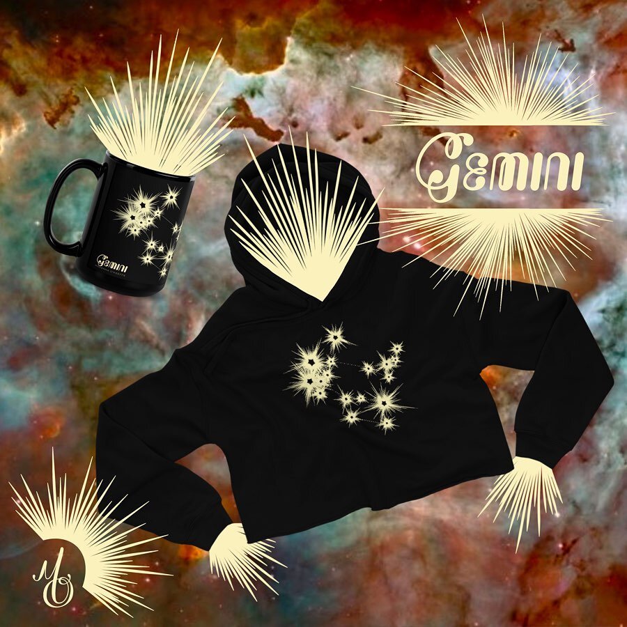 Twinkly Gems!! It&rsquo;s officially Gemini season and your time to shine! So shimmer like the Milky Way with some new sparkly constellation goodies handdrawn with love especially for you! ✨🌟💫  ___  There are shirts, sweatshirts, hoodies, CROPPED H