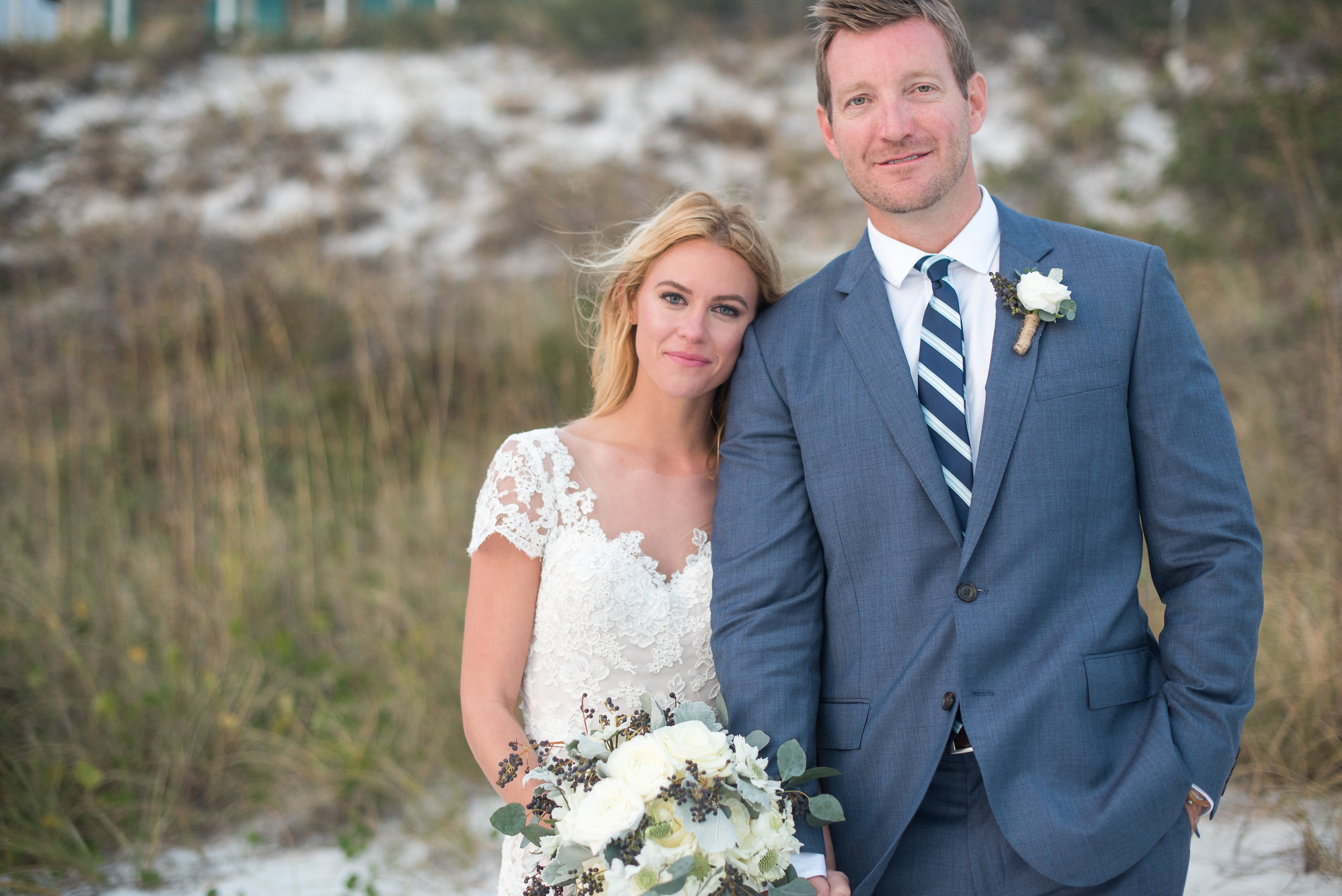 Bride and groom portrait in Rosemary Beach, Florida.