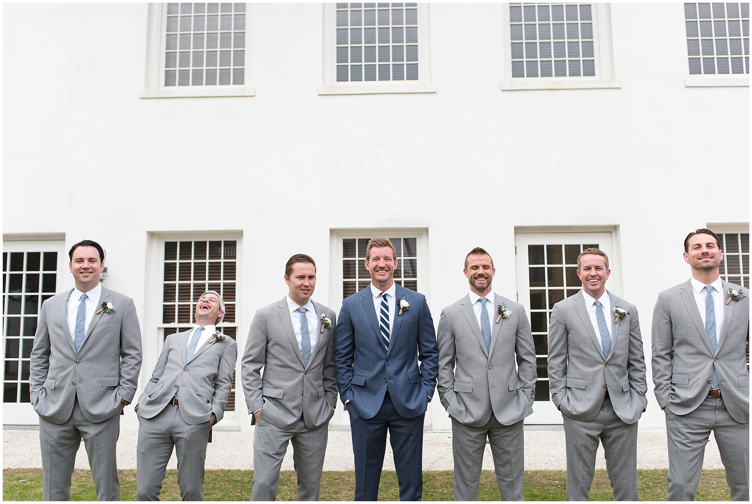 Groom and groomsmen in Rosemary Beach, Florida.