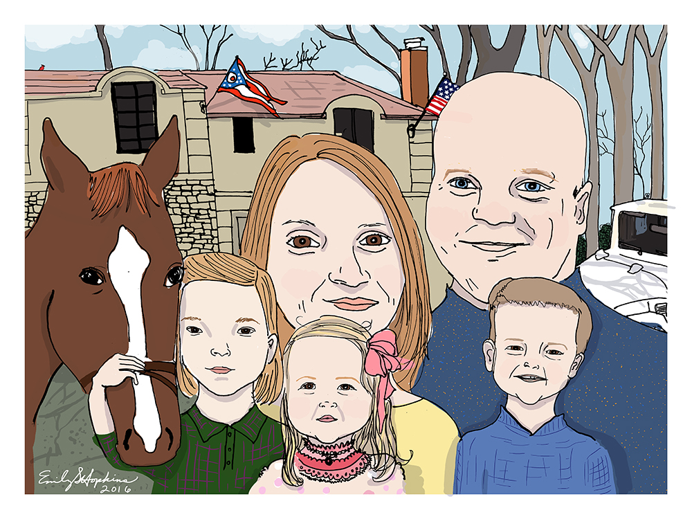 Family at Home with Horse