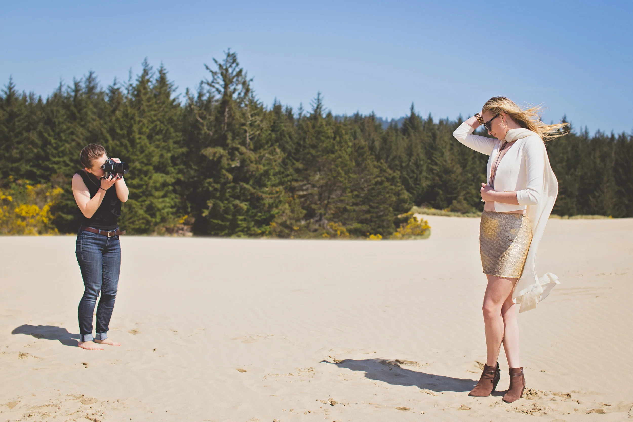 Alecia Lindsay with Nike Model Heather Dublanko at Florence Sand Dunes