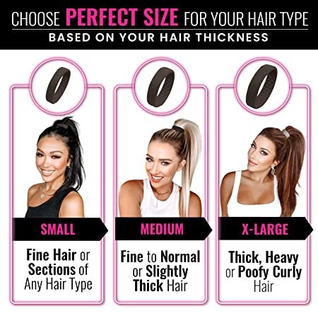 Medium PONY-O for Fine to Normal Hair or Slightly Thick Hair - PONY-O  Revolutionary Hair Tie Alternative Ponytail Holders - 2 Pack Black and  Brown