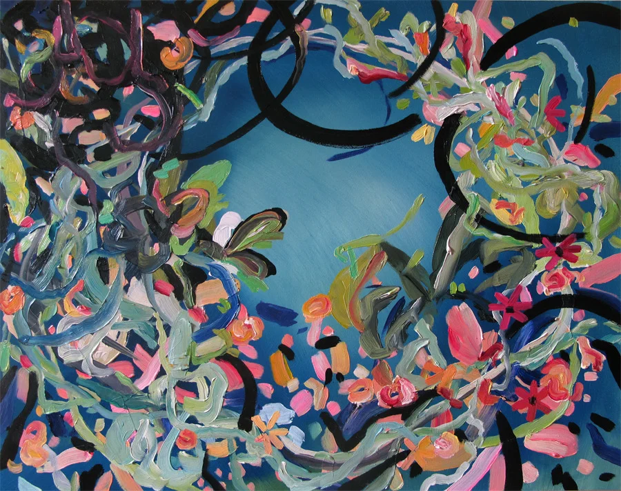 A wreath, like a mask, came down the river.