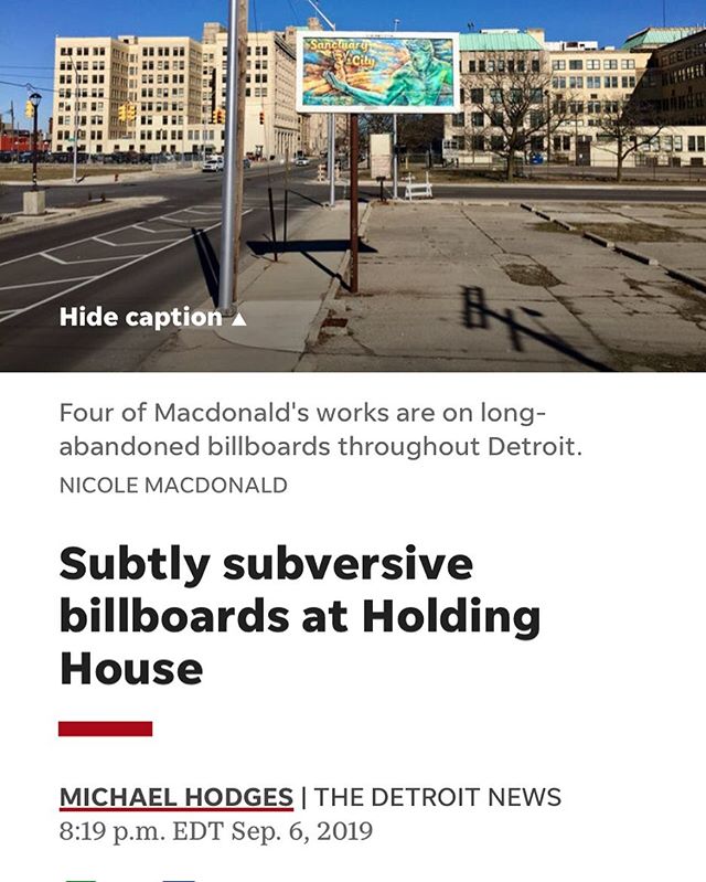 Nice write up in the Detroit News on Nicole&rsquo;s show, Declared Dissent, opening tonight. Come out! Link to article in bio. #nicolemacdonald #declareddissent