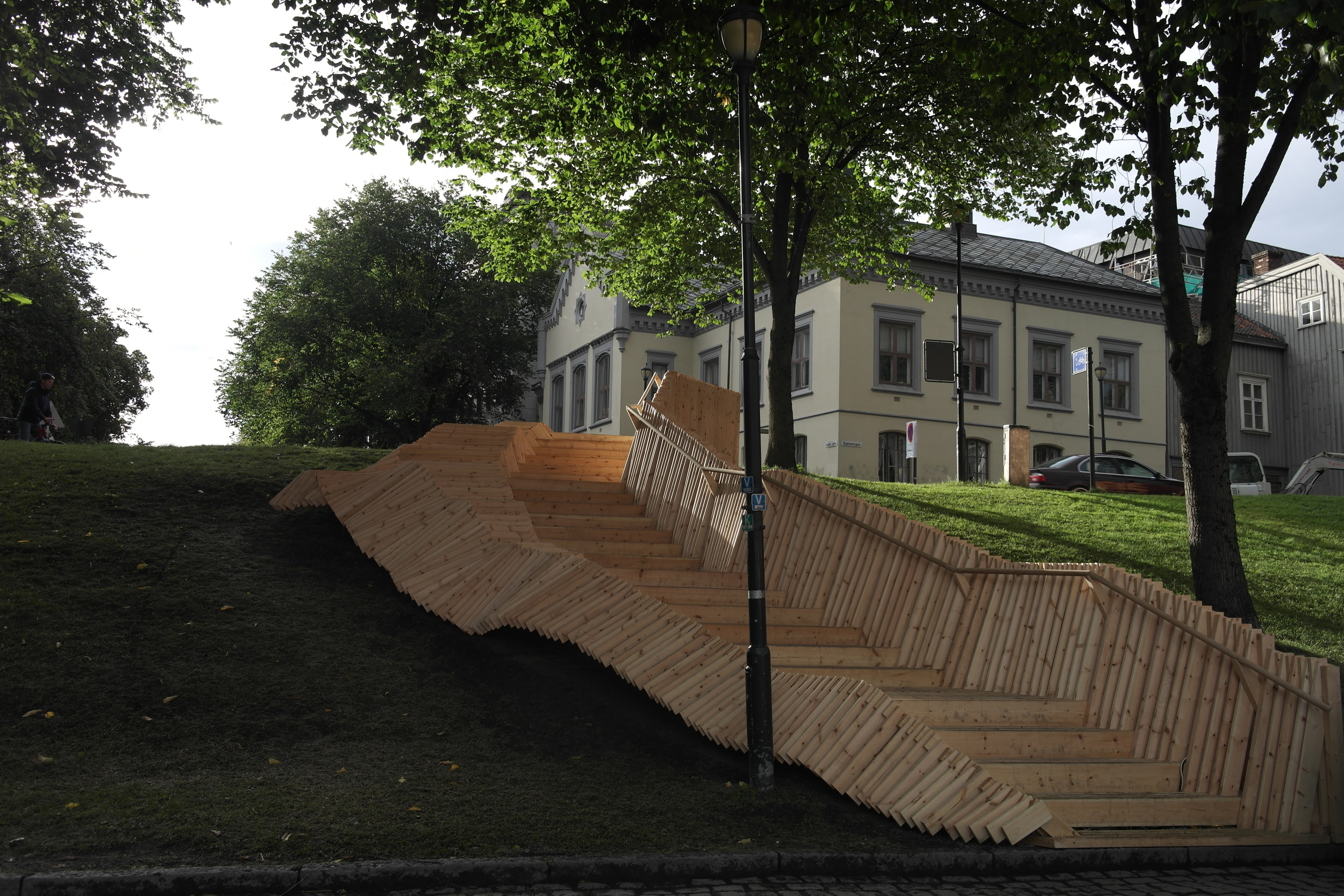 Staircase in Trondheim, Norway; designed and built by students in 2 weeks.