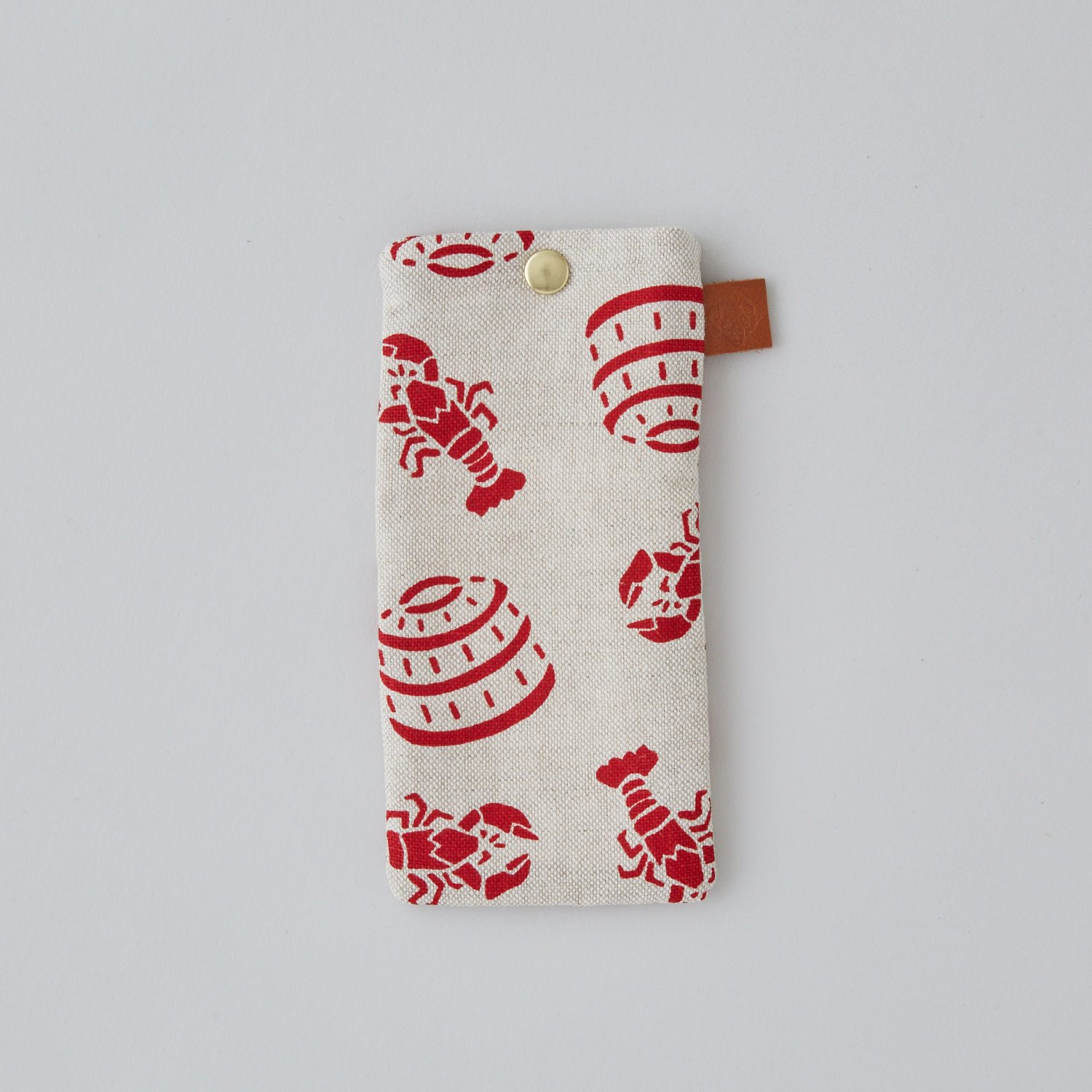lobster design, lobster print, seaside, nautical, glasses case, sunglasses case, phone case, jenny sibthorp, handmade in dorset, handmade glasses case, lobster pot, holiday gift