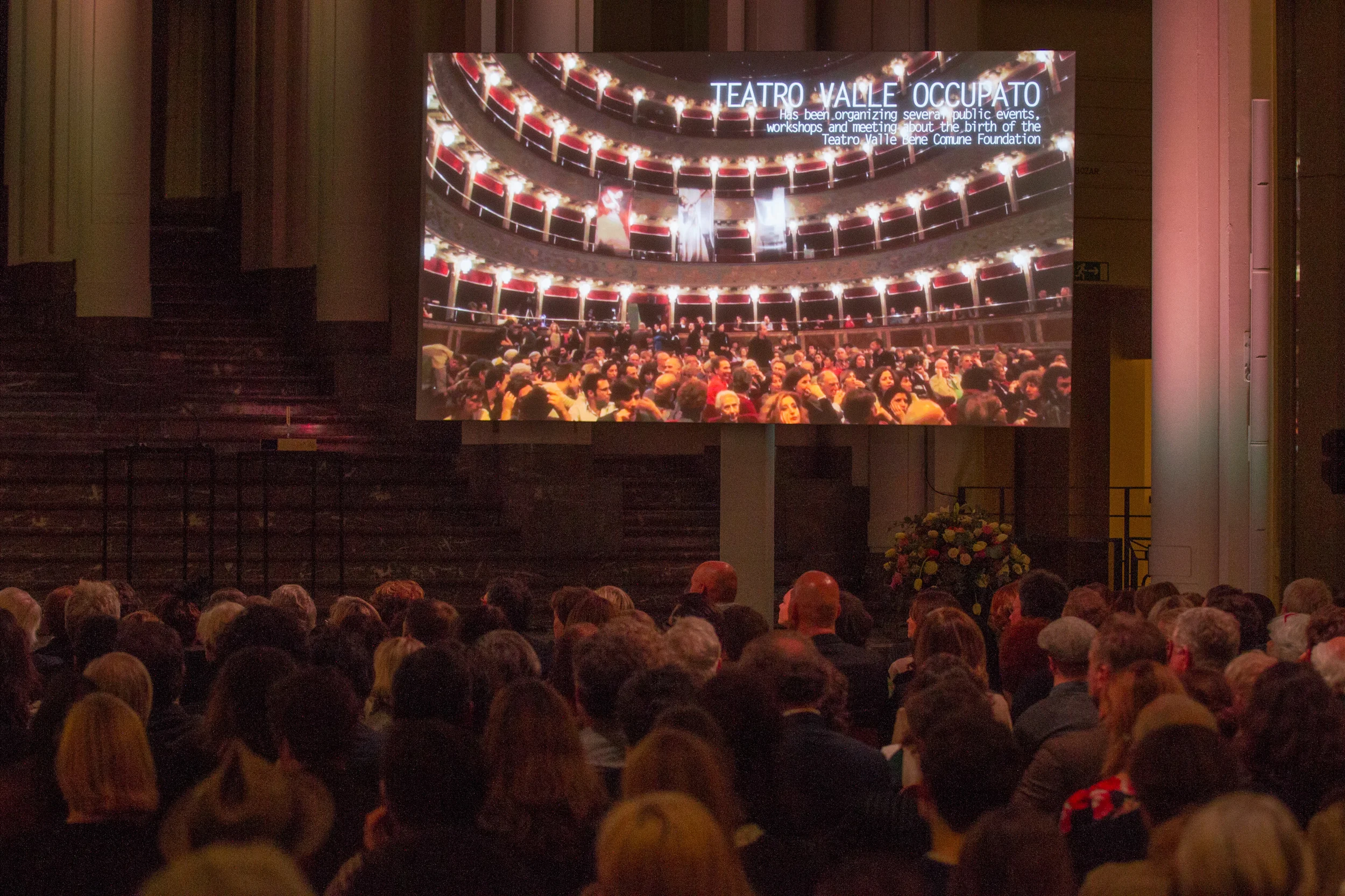 More members of Teatro Valle Occupato joined the 2014 ECF Princess Margriet Award Ceremony via Skype. Photo ©Xander Remkes 