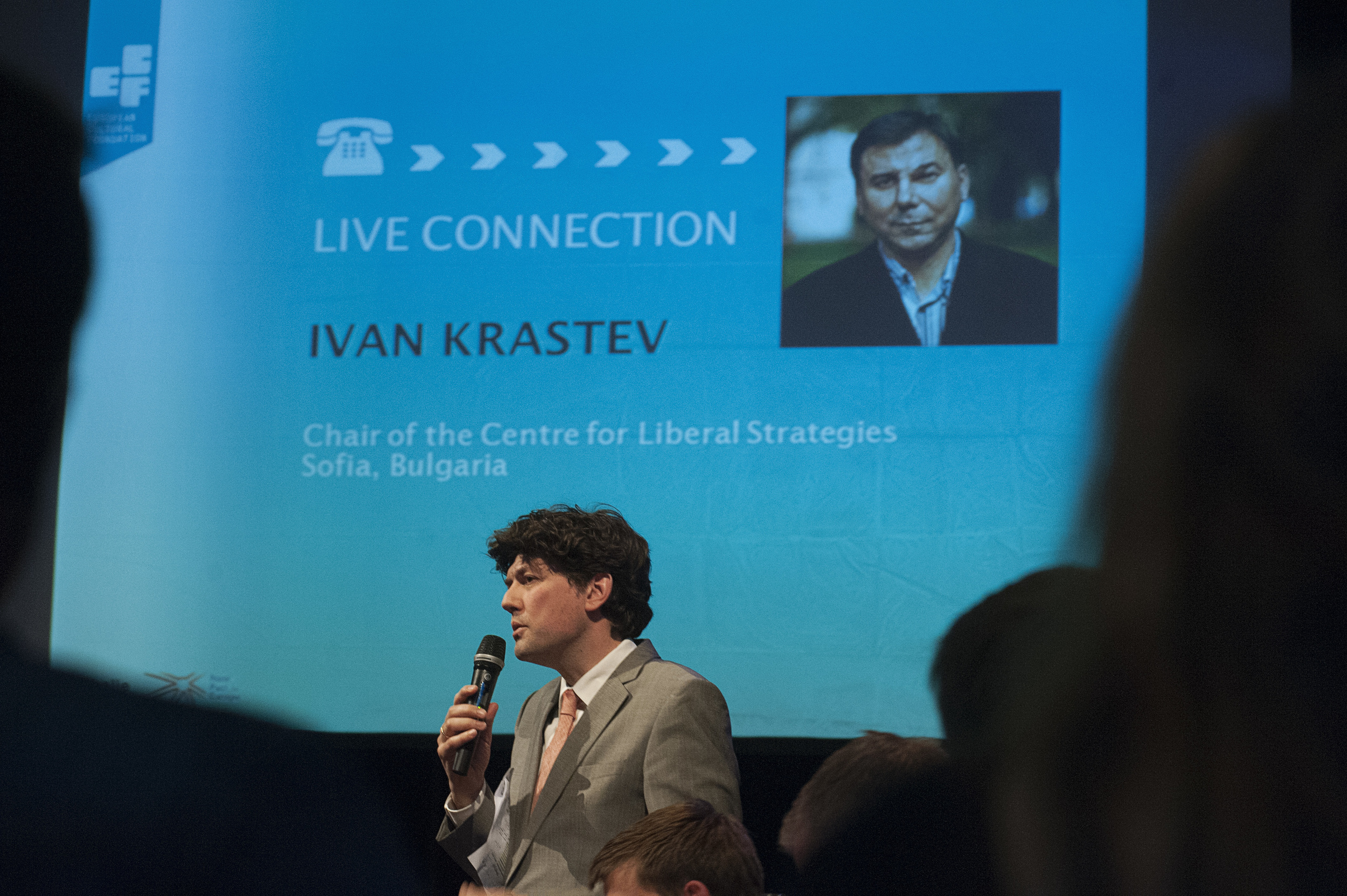  Ivan&nbsp;Krastev joined the debate from Moscow via Skype ©Jan Boeve 