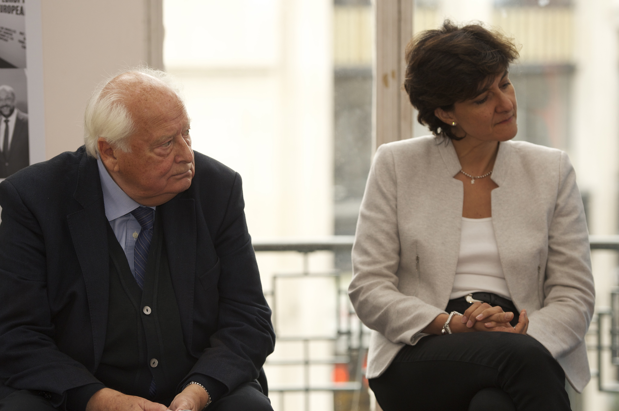  Raymond Georis and Sylvie Goulard at the&nbsp;Historic Speech debate at BOZAR.&nbsp;Photo ©Yves Gervais 