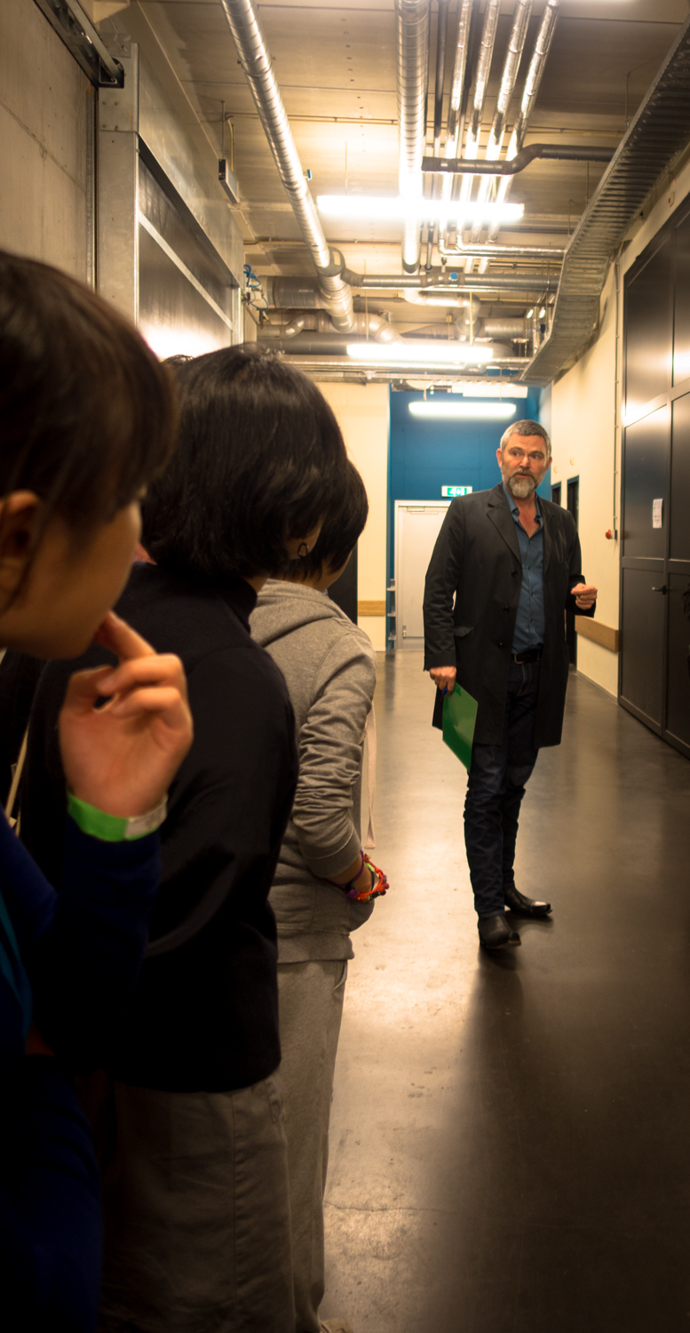   Muziekgebouw architect Torben Østergaard has shared some great stories about the making of the building, here backstage. Photo by Canan Marasligil  