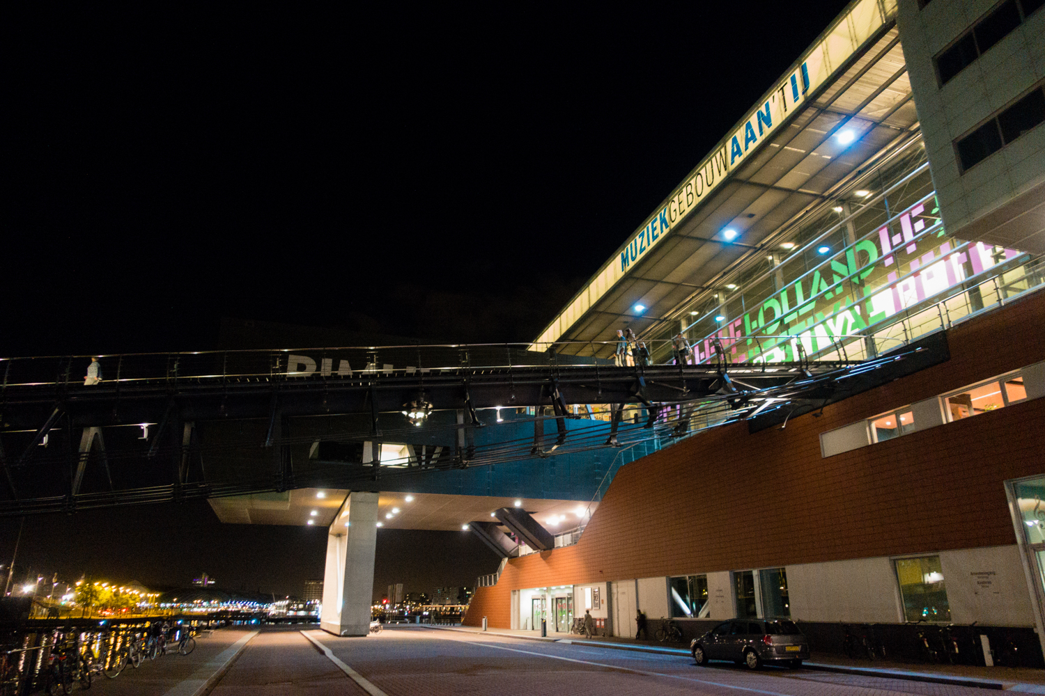    The Muziekgebouw aan 't IJ by night during the Holland Festival. Photo by Canan Marasligil   