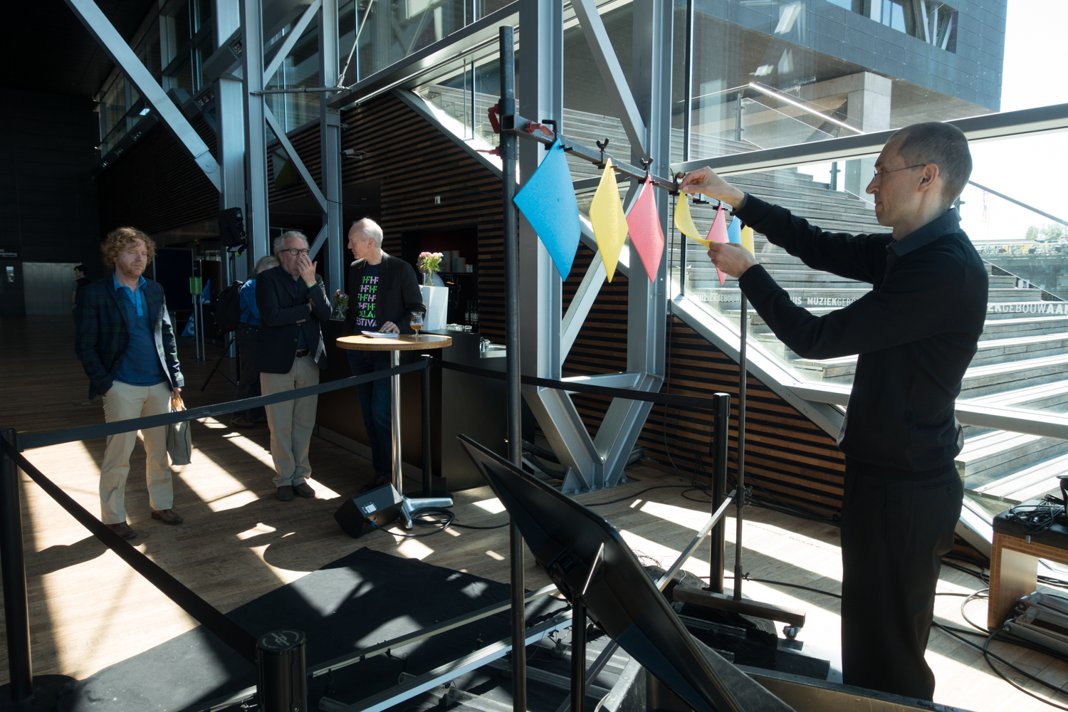   One of the many musical happening by Klangforum Wien&nbsp;during Urbo Kune. This piece is&nbsp; membrane regen für 8 glaszylinder, wasser und verstärker   .&nbsp;Photo by Canan Marasligil  