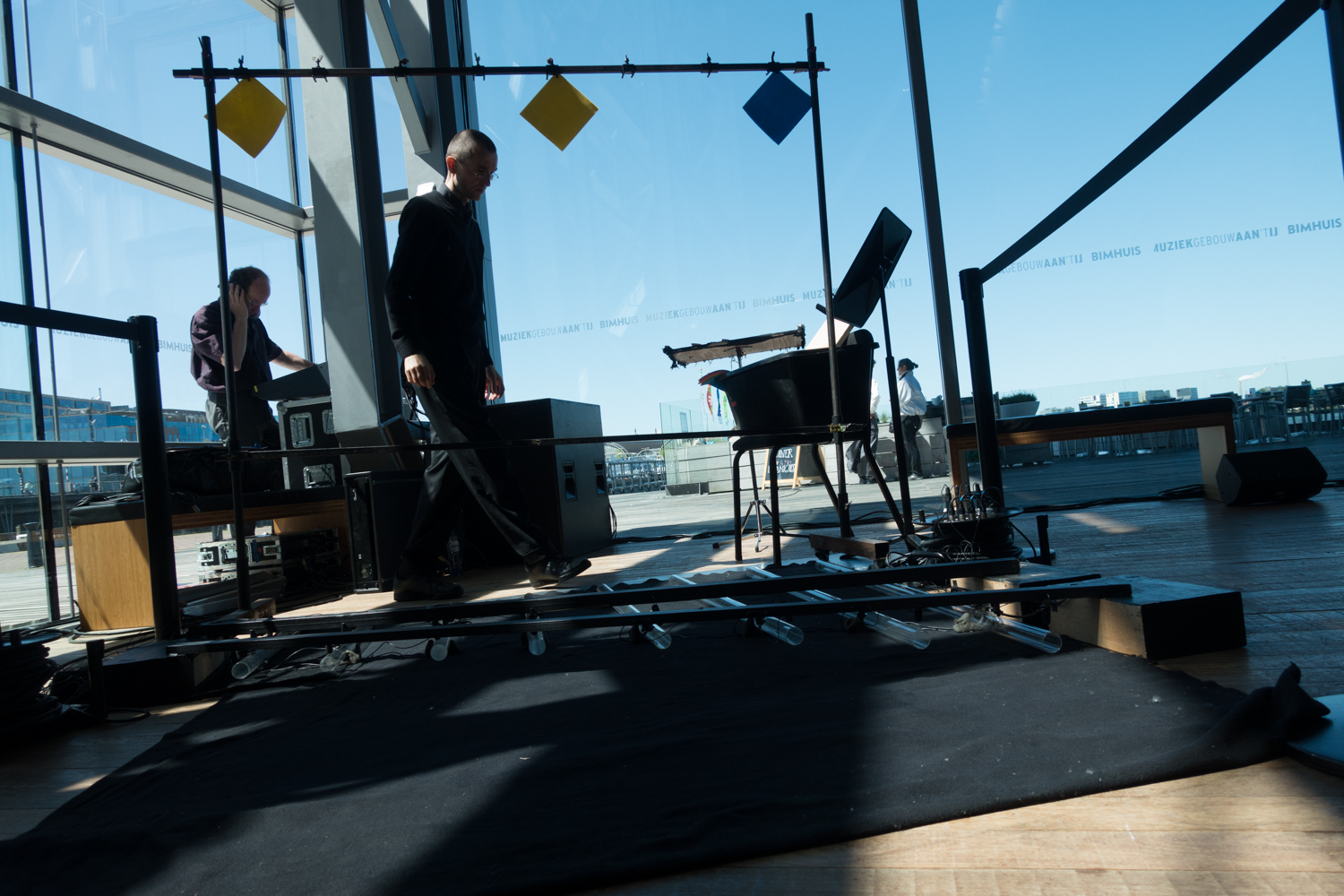   One of the many musical happening by Klangforum Wien&nbsp;during Urbo Kune. This piece is&nbsp;membrane regen für 8 glaszylinder, wasser und verstärker  .&nbsp;Photo by Canan Marasligil     