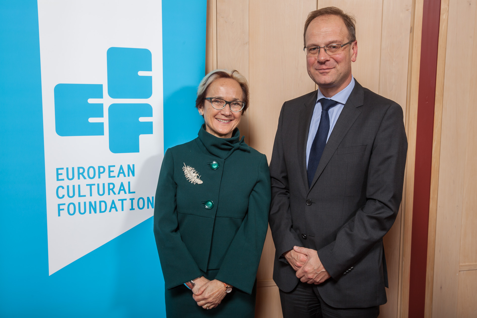 ECF Director Katherine Watson and Tibor Navracsics, EU commissioner for Education, Culture, Youth and Sport . Photo by Xander Remkes.