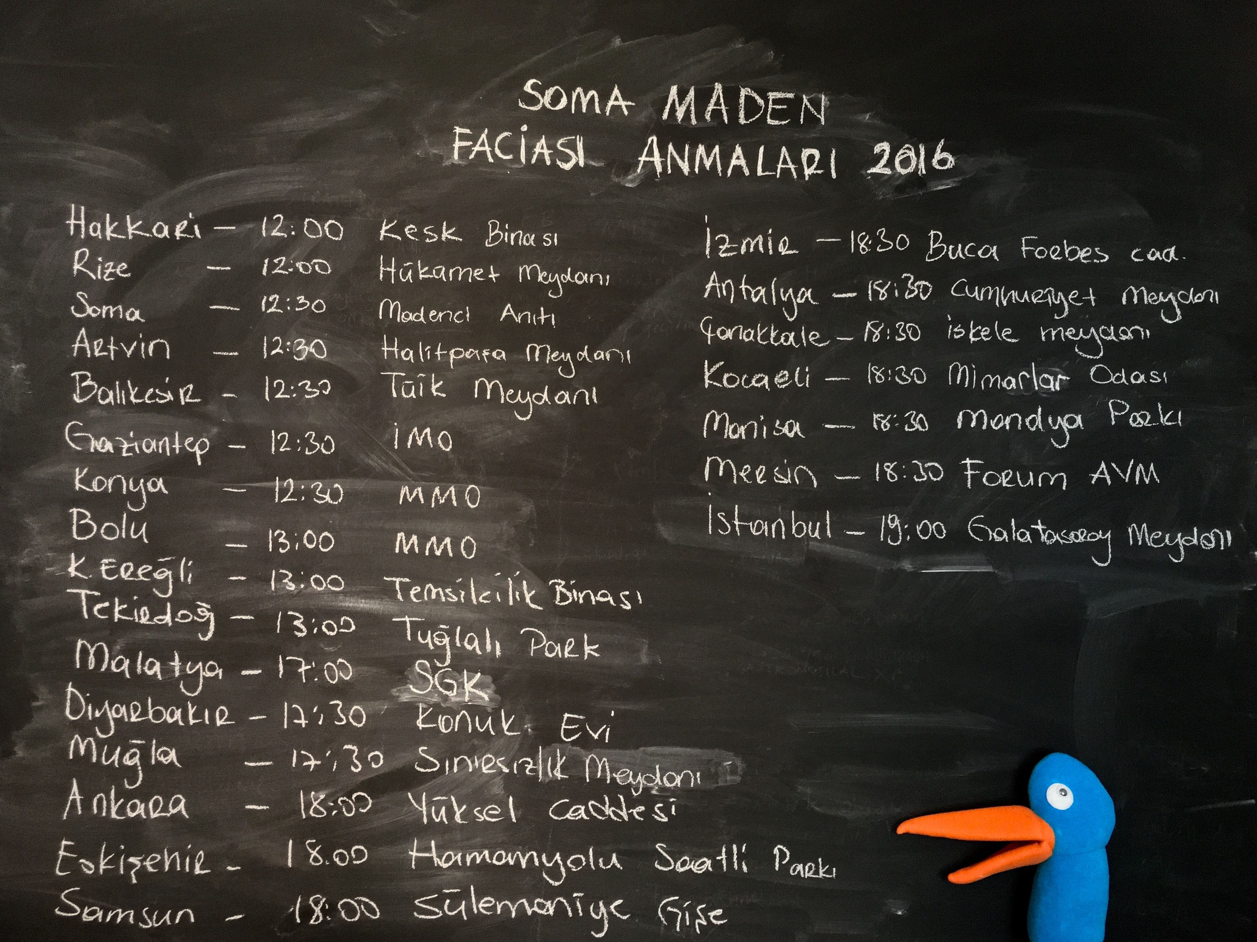 Photo: list of gatherings to commemorate the tragedy of the Soma mining disaster, 140journos
