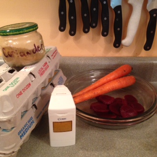 This is a variety I made with beets, carrot and onion with curry and coriander. 