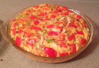 Celery, red bell pepper and onion. 