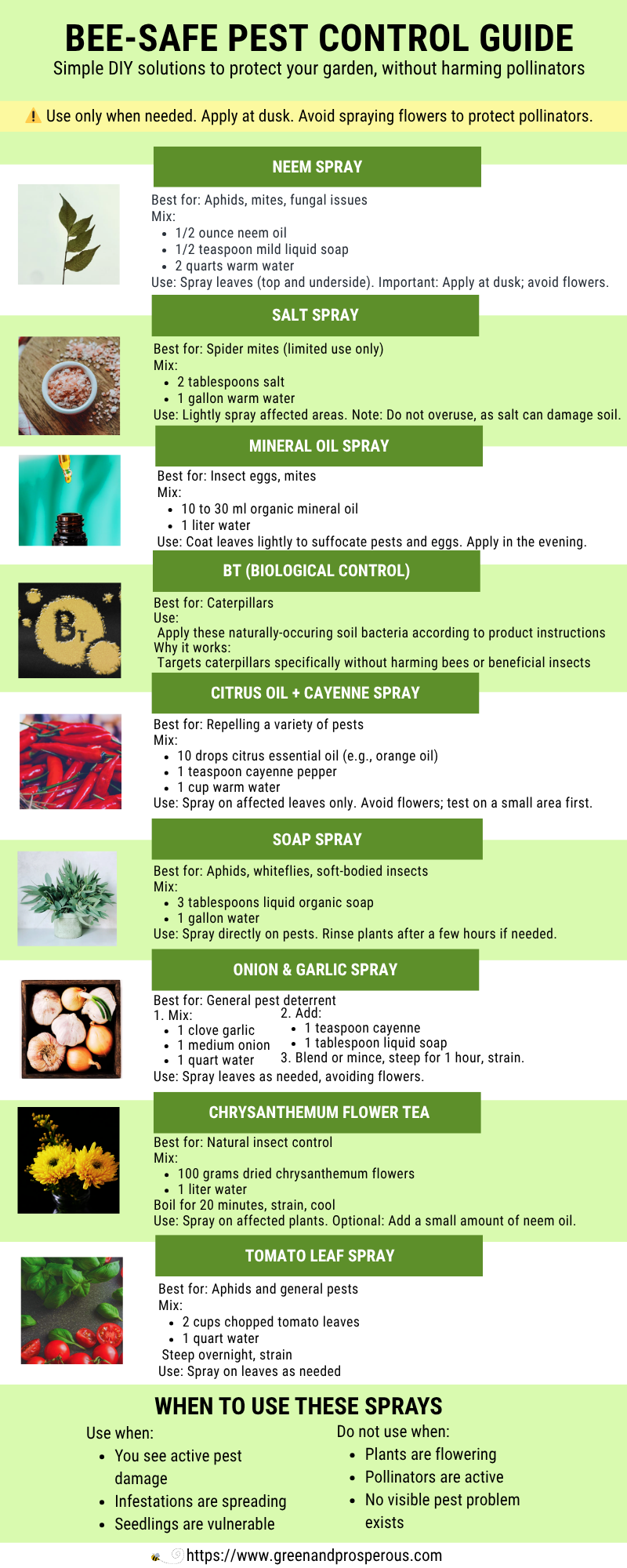 printable bee-safe pest control guide