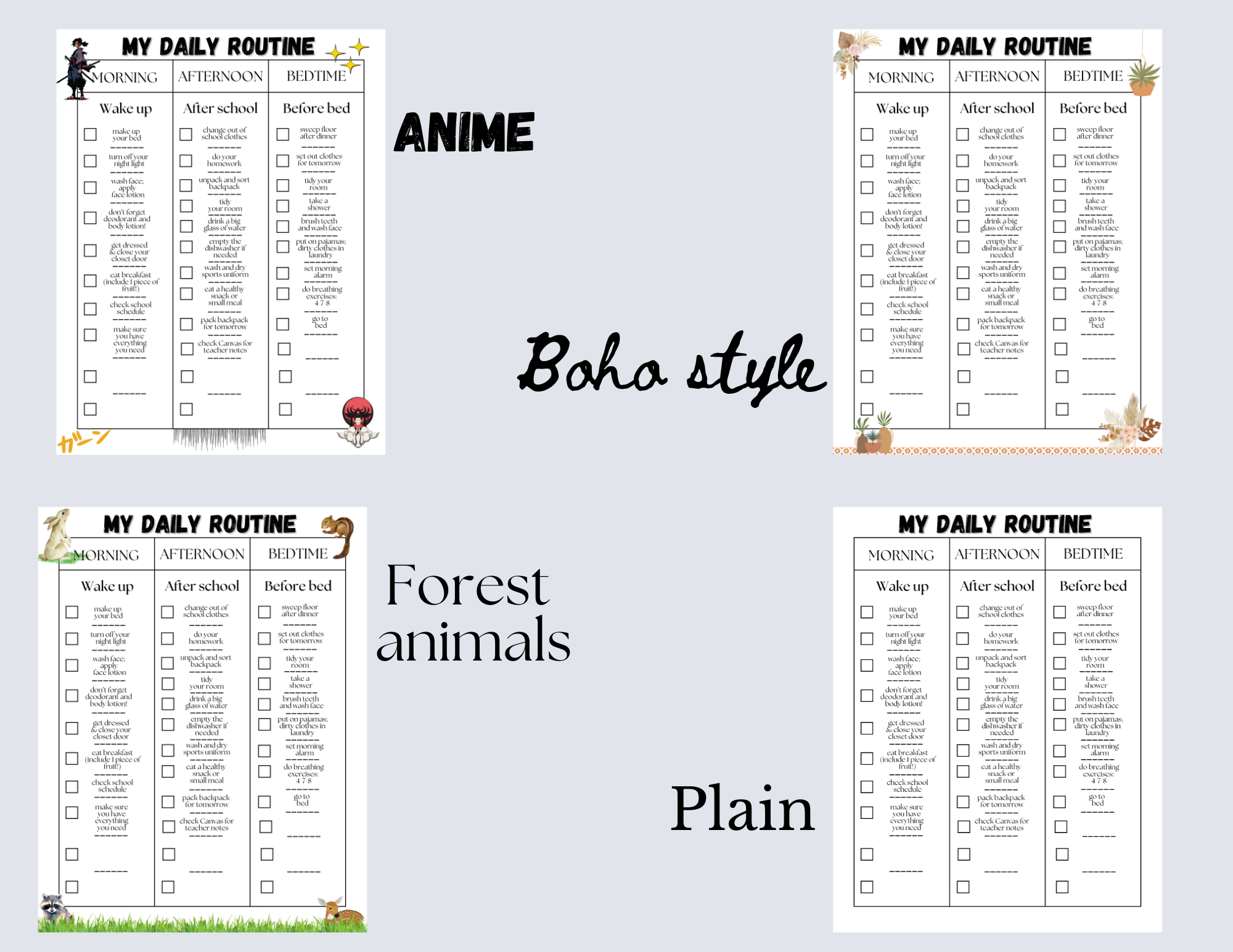 Daily Routine Checklist for Teens | Printable Graphic Organizer | ADHD ...