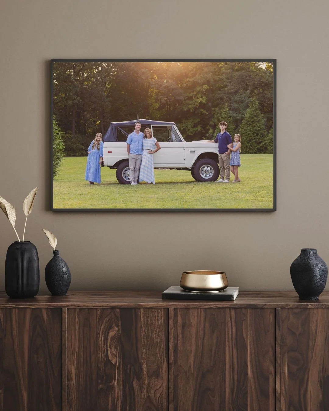 Nearly 30 years of portraits. Thousands of families. One belief that has never changed &mdash;
Your walls should tell your story.
At V Gallery, we love helping our clients curate their perfect portrait session and design custom wall art that transfor