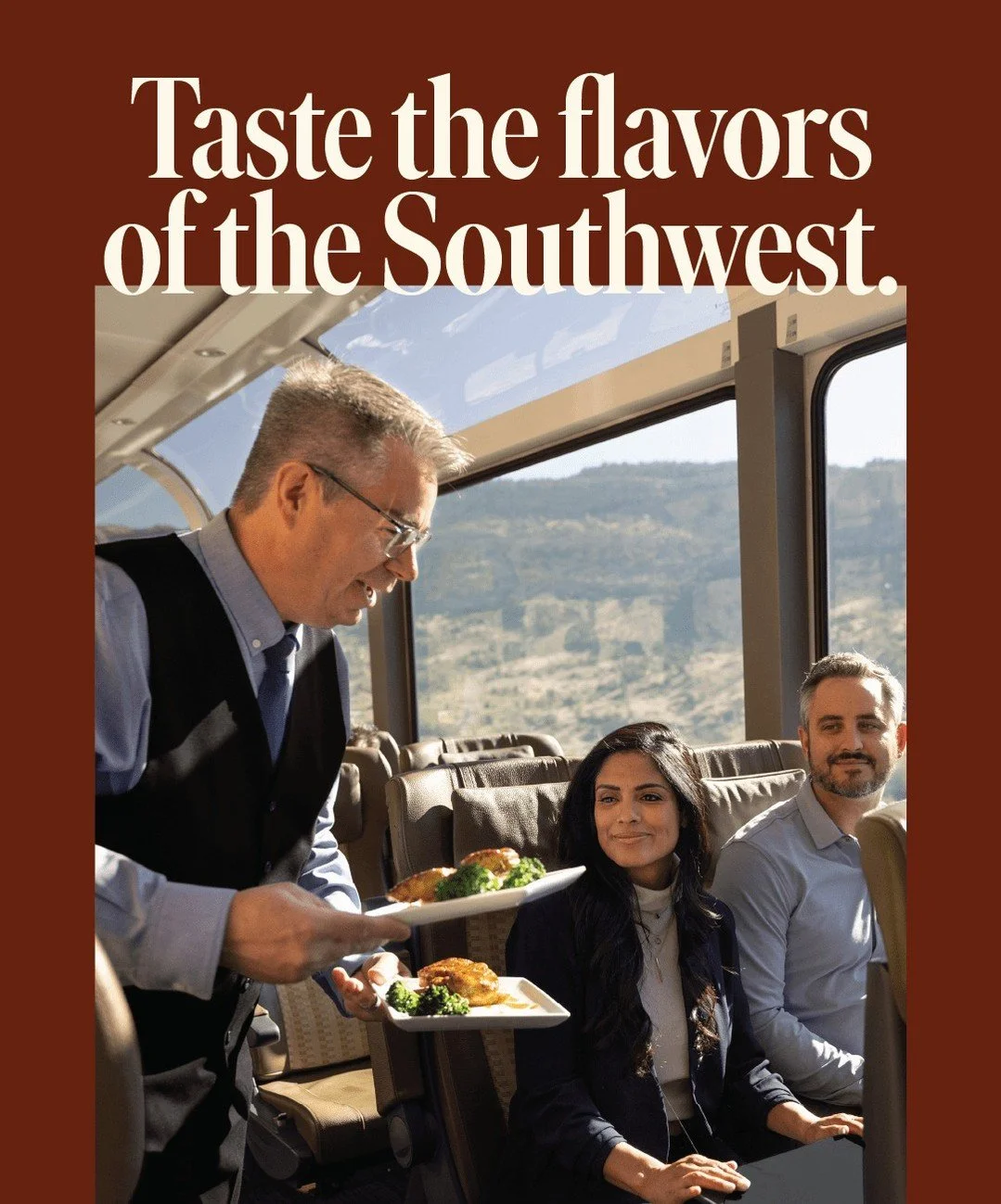 ✨ Picture yourself savoring flavors of the American Southwest as you glide past towering red rock cliffs and sweeping desert views. Every Canyon Spirit journey includes delicious locally-inspired dishes and snacks &mdash; making every mile as memorab