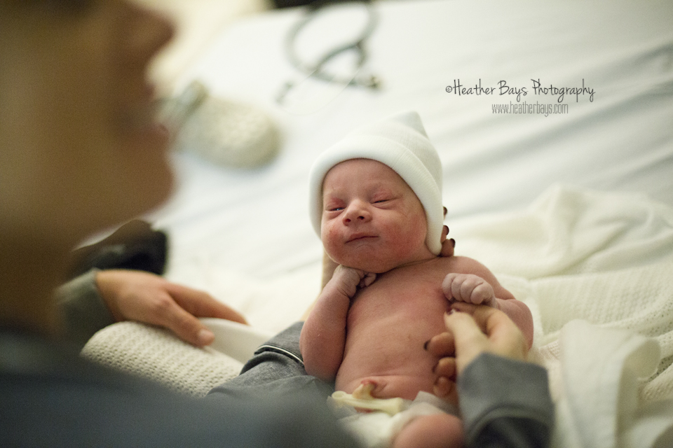Just finished his medical checkup with the midwives and now he's thinking it's time for milk!
