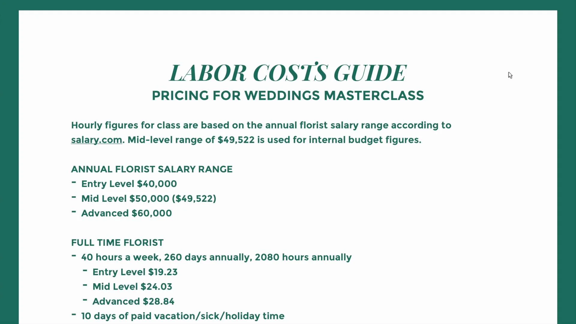 Labor Costs Guide Walkthrough
