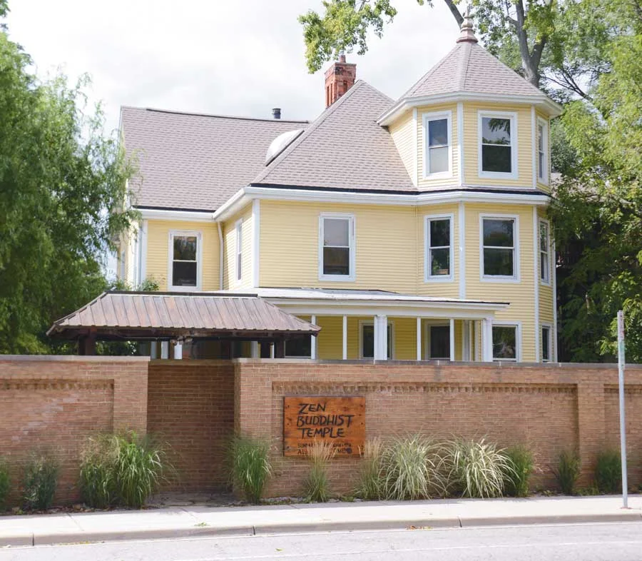The Ann Arbor Zen Buddhist Temple on Packard and Wells is known to most Ann Arborites for its distinctive, dun-hued, brick wall with the hand-written sign: "Ann Arbor Zen Buddhist Temple."