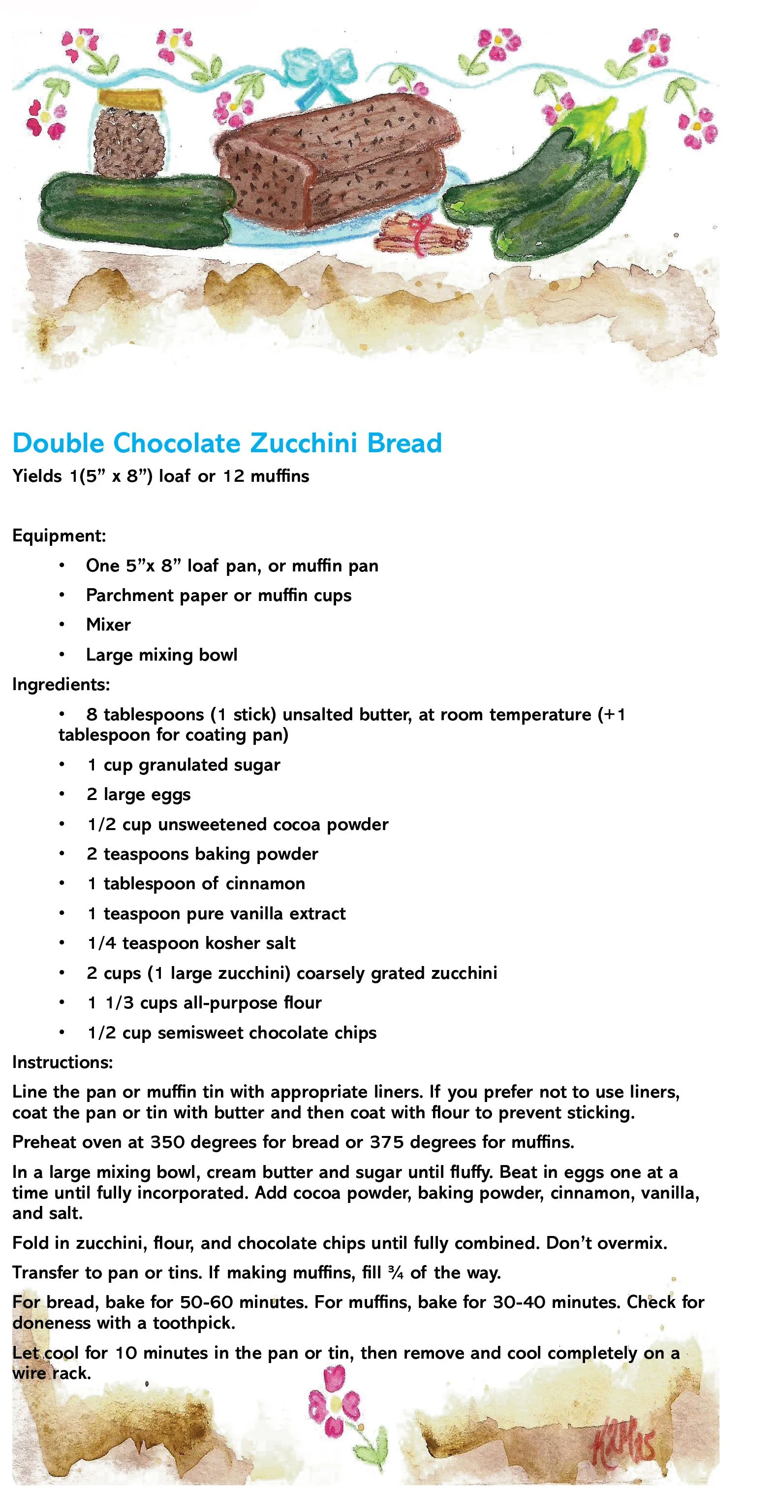recipe for double chocolate zucchini bread for forzen zucchini