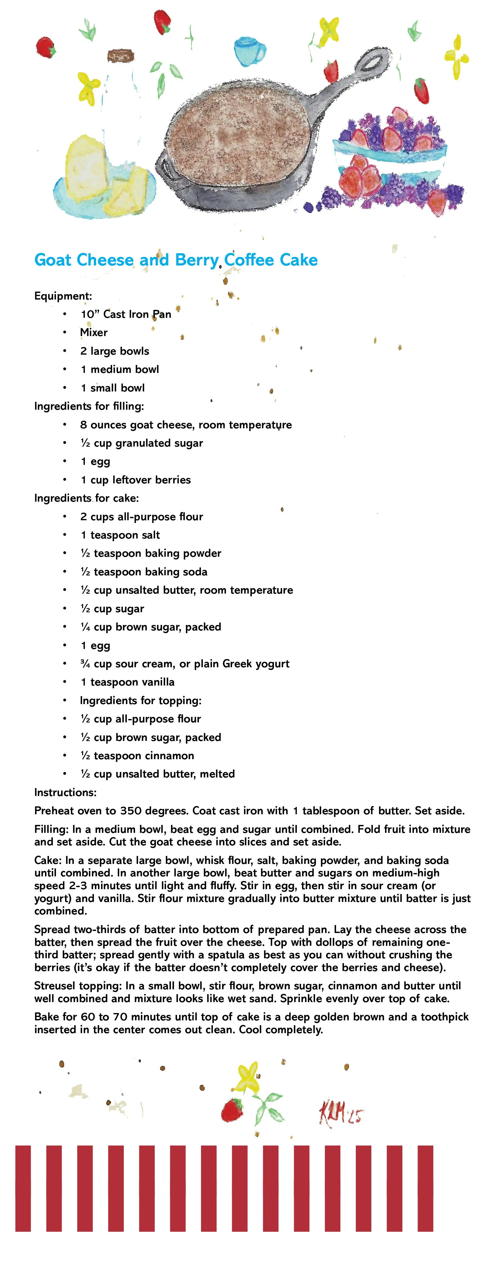 homemade goat cheese and berry cake made from frozen produce