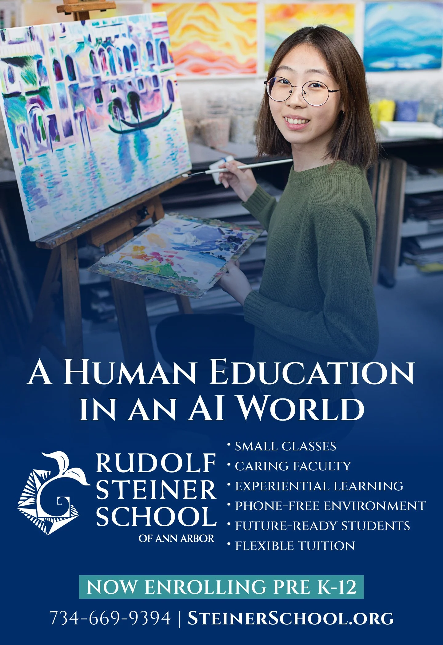 an asian student at Rudolph Steiner School in Ann Arbor