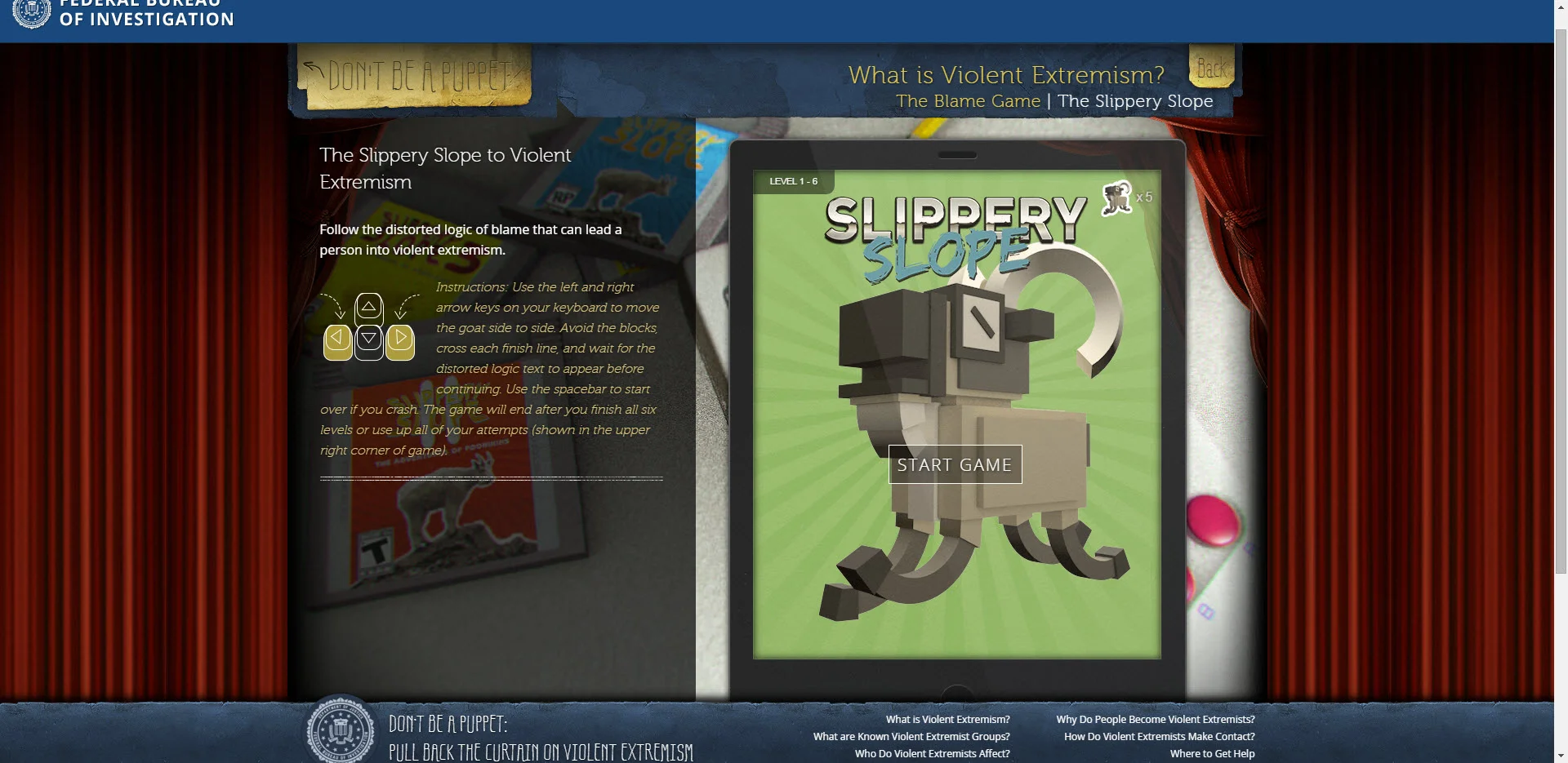 Screenshot from Slippery Slope game