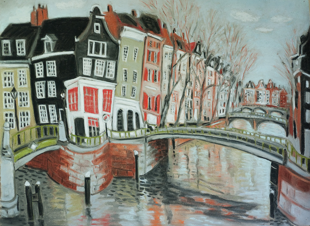 Amsterdam Canals #1, pastel, 18x24