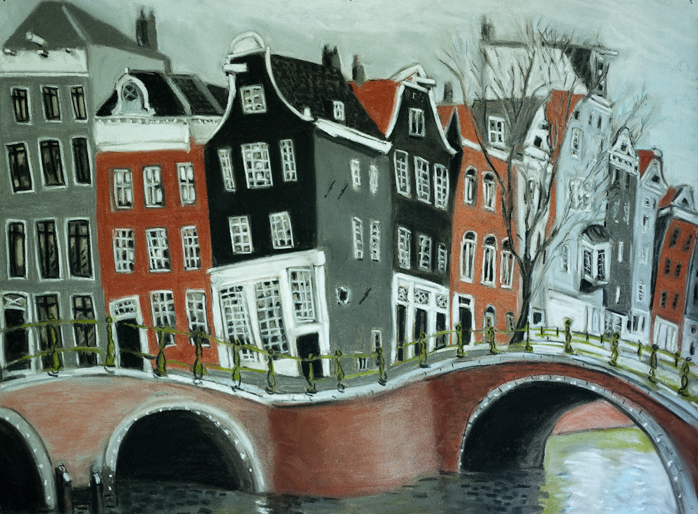 Amsterdam Canals #2, pastel 18x24