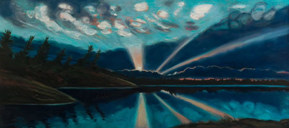 Sunset, Georgian Bay #2. pastel 21x47