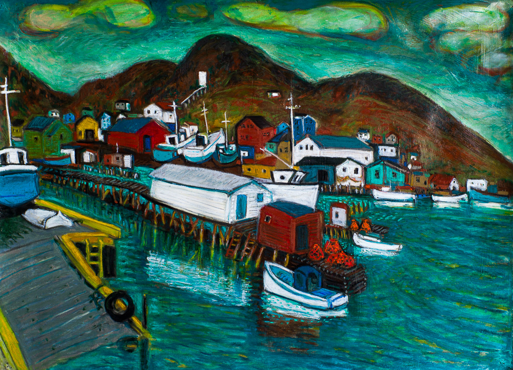 Petty Harbour #1, Newfoundland, oil pastel 22x30