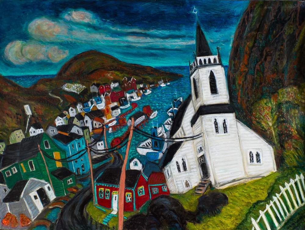 Petty Harbour #2, oil pastel 22x30